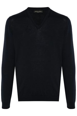 Navy blue merino wool sweater ROBERTO COLLINA | RA01002NAVY